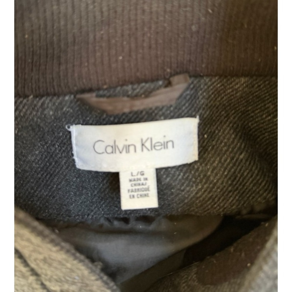Calvin Klein Men's L Charcoal Wool Blend Overcoat Old Money Quiet Luxury Classic - Picture 4 of 4